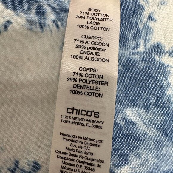 Chicos Vest Blue Drape front Lace Medium - Picture 8 of 9